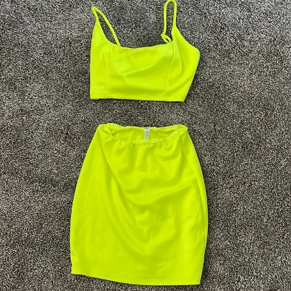 Dresses Neon Yellow Twopiece Party Set Poshmark